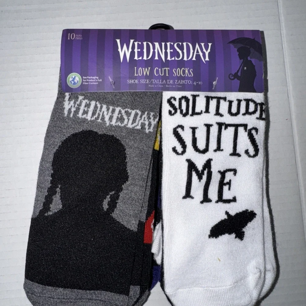 Wednesday Adams Socks Size 4-10 Low Cut Socks 10 Pairs New